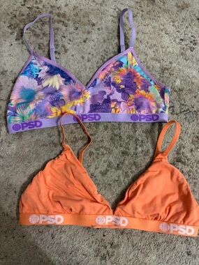 PSD Purple Floral Triangle Bralette + PSD Bright Orange Triangle Bralette